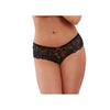 CSO Stretch Lace Open Crotch Boyshort in Black - Luxurious Size S Panty