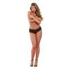 CSO Stretch Lace Open Crotch Boyshort in Black - Luxurious Size S Panty