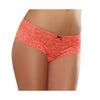 CSO Stretch Lace Open Crotch Boyshort in Coral - Medium Luxury Undergarment