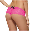 CSO Stretch Lace Open Crotch Boyshort - Luxurious Hot Pink, Size M, Boxed Elegance