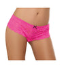 CSO Luxurious Stretch Lace Open Crotch Boyshort in Hot Pink - Size S