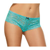 CSO Stretch Lace Open Crotch Boyshort in Turquoise - Luxury Comfort Size M