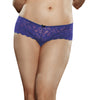 CSO Stretch Lace Open Crotch Boyshort in Sapphire - Luxurious 1X-2X Panty