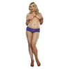 CSO Stretch Lace Open Crotch Boyshort in Sapphire - Luxurious 1X-2X Panty