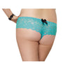 CSO Stretch Lace Open Crotch Boyshort in Turquoise - 1X-2X Luxury Fit