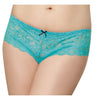 CSO Stretch Lace Open Crotch Boyshort in Turquoise - 1X-2X Luxury Fit