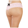 CSO Stretch Lace Open Crotch Boyshort in Vintage Pink - 1X-2X Luxury Panty