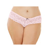 CSO Stretch Lace Open Crotch Boyshort in Vintage Pink - 1X-2X Luxury Panty