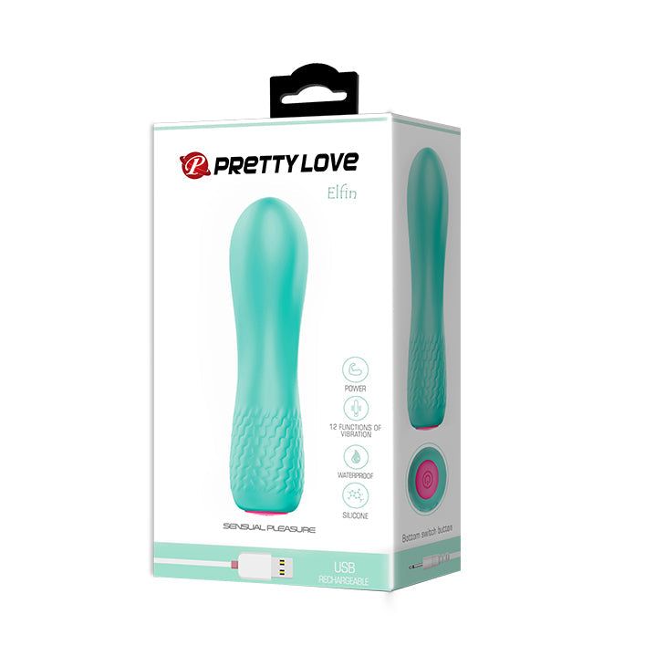 Elfin Mini Vibrator Aqua - 12 Vibration Functions, Waterproof, USB Rechargeable