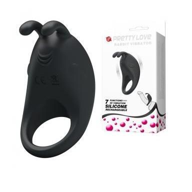 Cock Ring Rabbit Vibrator Black - Ergonomic, Rechargeable, 7 Vibrations for Ultimate Pleasure