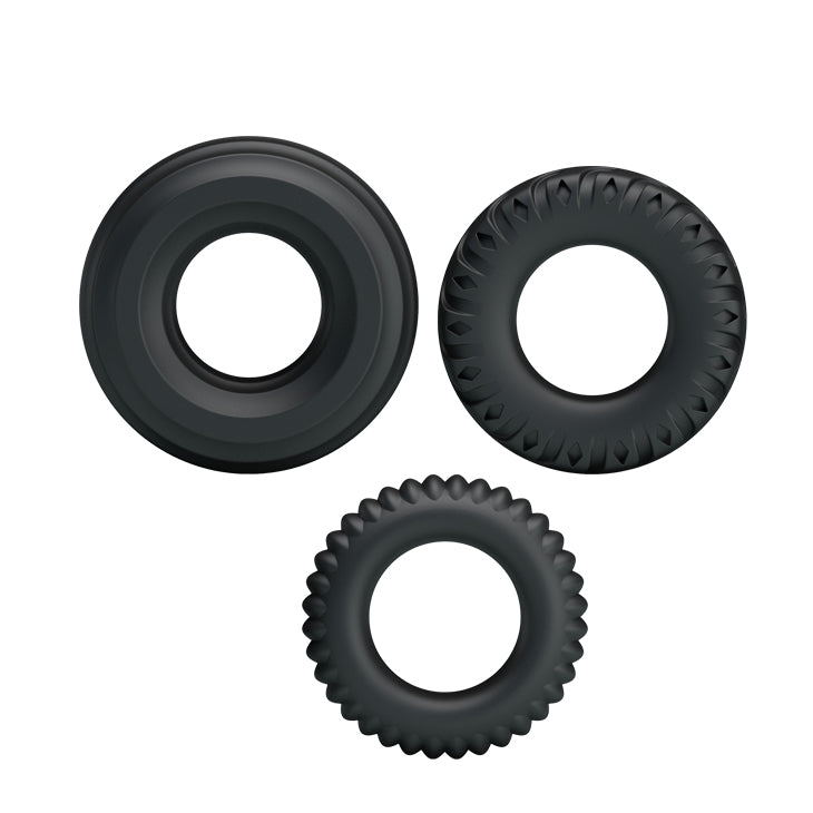 Cock Ring Triple Pack Black - 3 Sizes of Premium Silicone for Performance & Pleasure