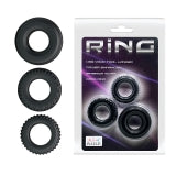 Cock Ring Triple Pack Black - 3 Sizes of Premium Silicone for Performance & Pleasure