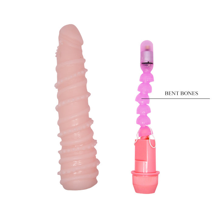 Flexi Spine Vibrator Spiraled Flesh - Bendable, Multi-Speed, Lifelike Pleasure Tool