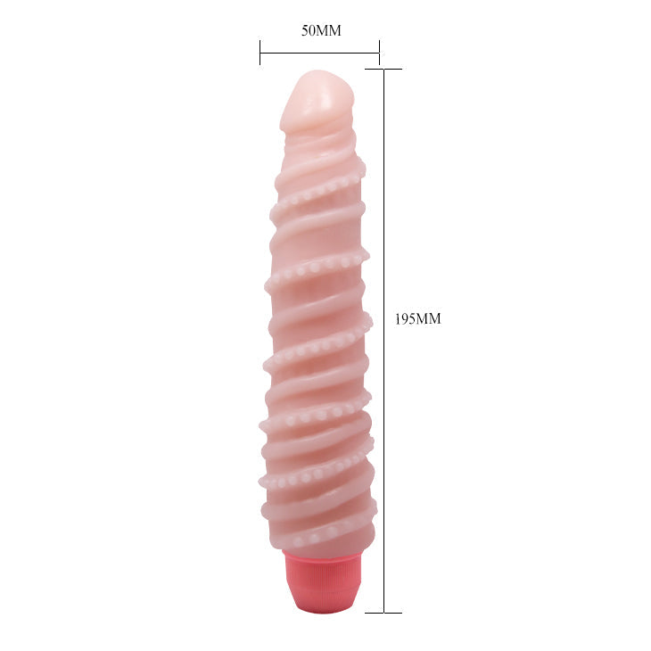 Flexi Spine Vibrator Spiraled Flesh - Bendable, Multi-Speed, Lifelike Pleasure Tool