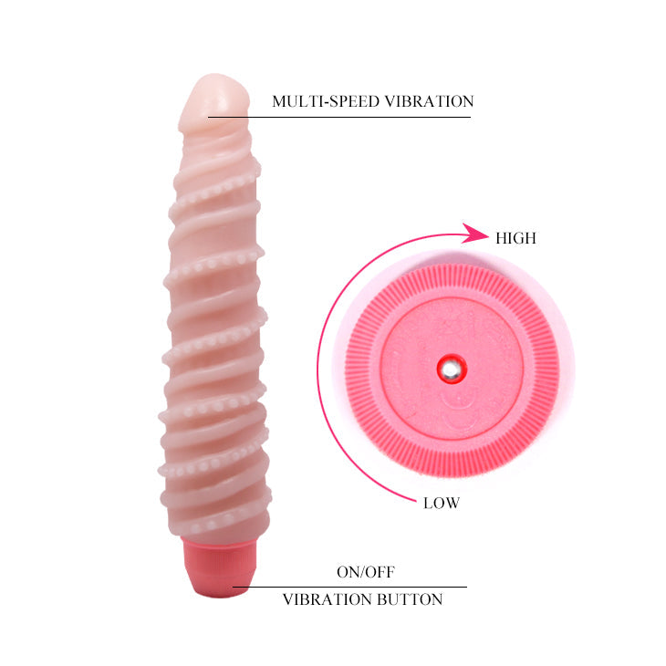 Flexi Spine Vibrator Spiraled Flesh - Bendable, Multi-Speed, Lifelike Pleasure Tool