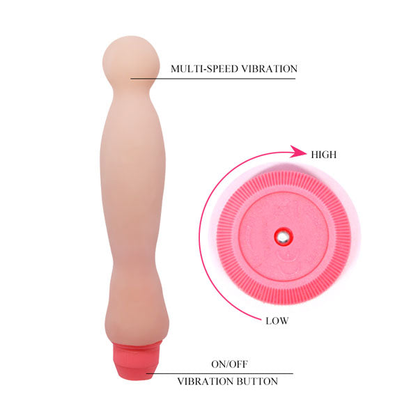 Flexi Spine Vibrator Knobbed Flesh – Bendable Multi-Speed Pleasure Device