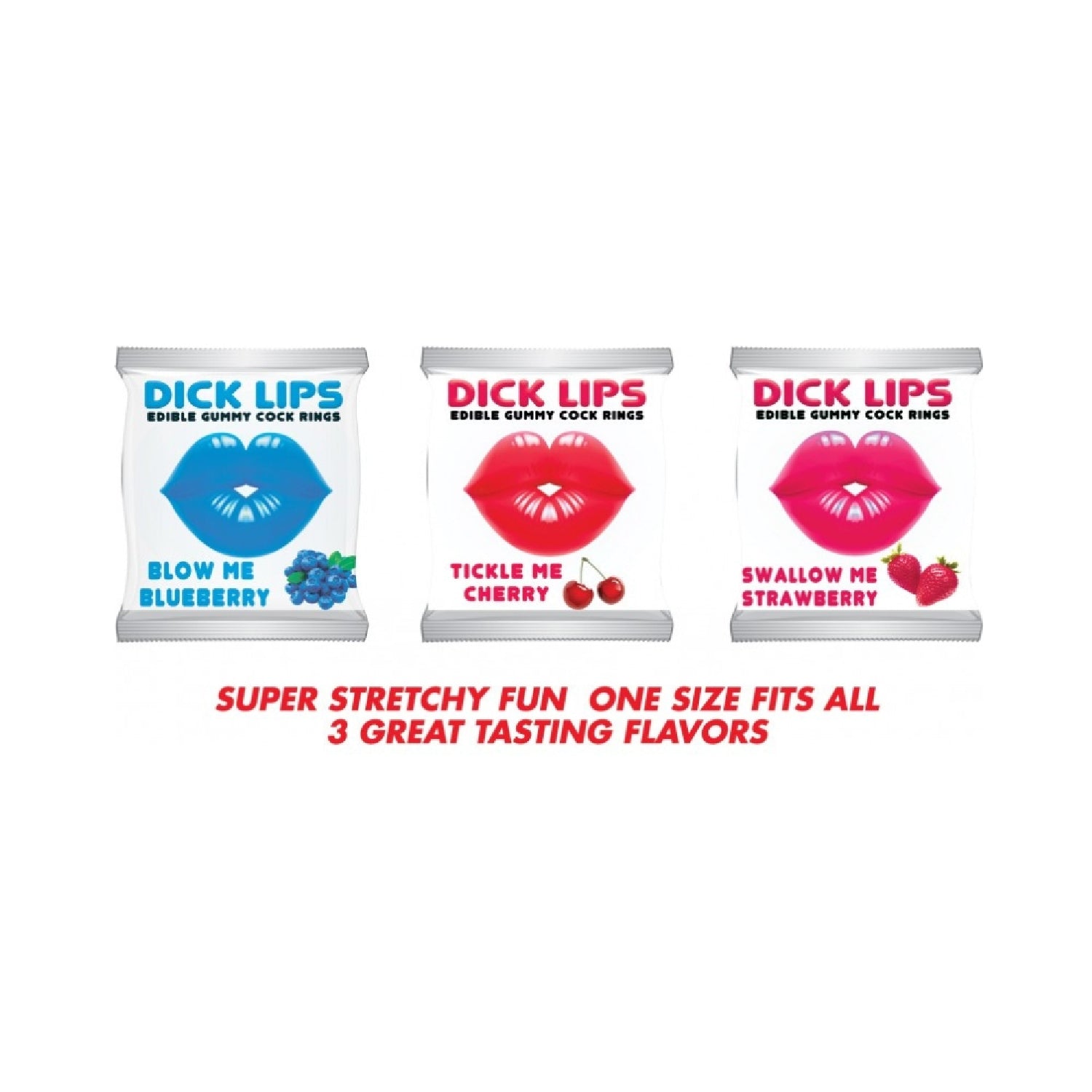 Dicklips Edible Gummy Cock Rings - Assorted Fruity Flavors for Sweet Indulgence