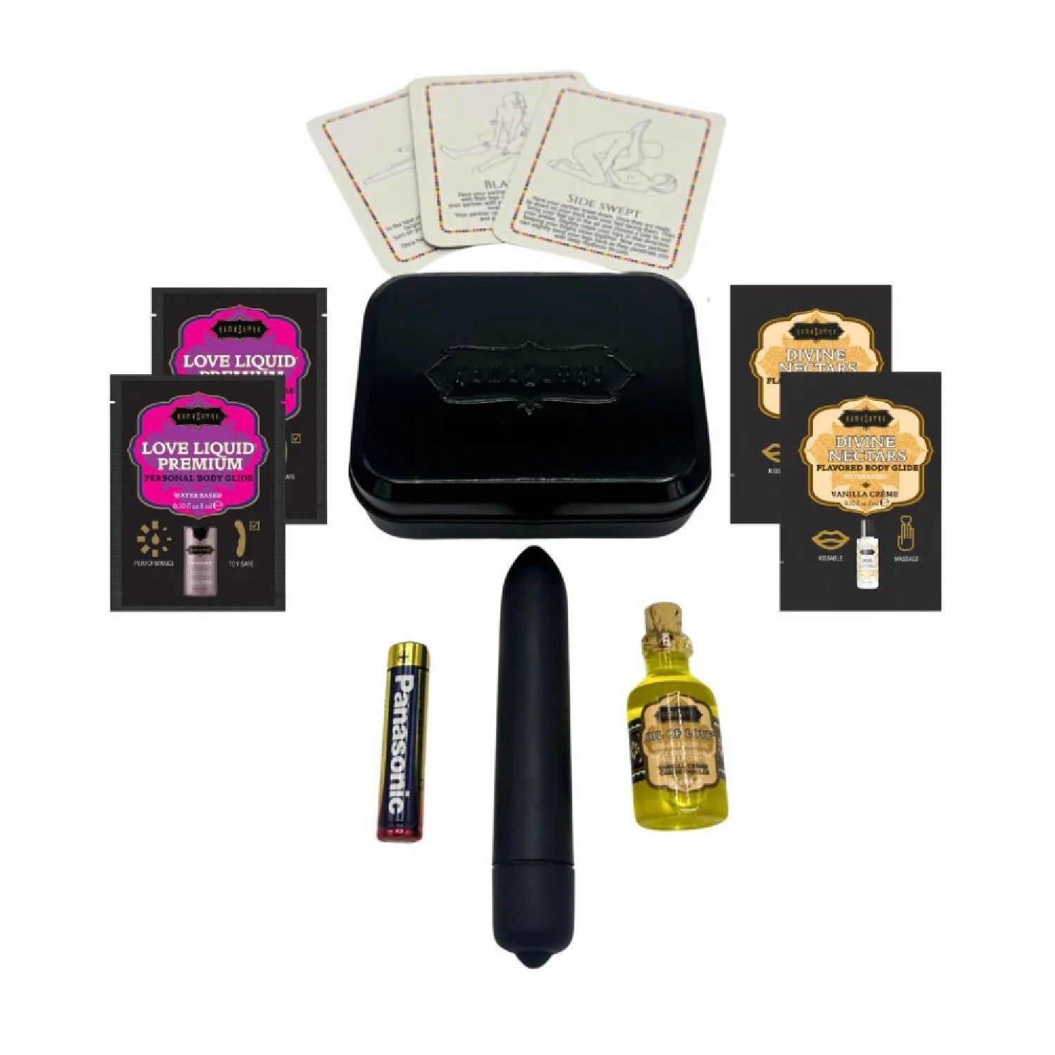 Kama Sutra Vibe Weekender Kit: Mini Bullet Vibe, 10 Vibrations & 5 Flavors