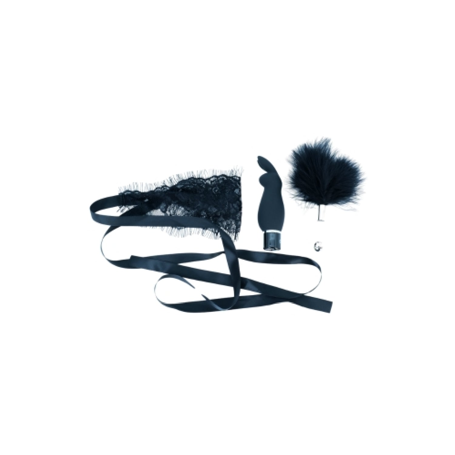 Lady Bonnd Tease Me 3-Piece Gift Set: Elegant Eye Mask, Tickle Feather & Vibrator