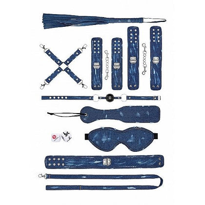Denim Bondage Kit – Luxe Restraint Set with Cuffs, Gag, Paddle & More