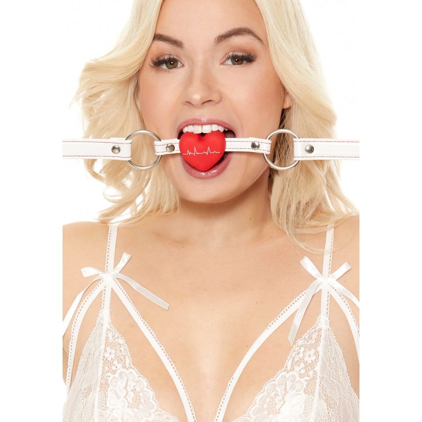 Nurse-Inspired Silicone Heart Gag with Adjustable Strap - Luxurious Pleasure