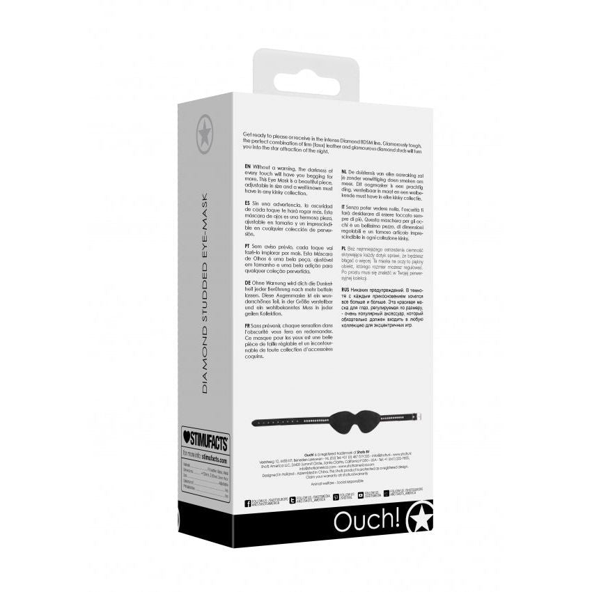 Diamond Studded Eye Mask - Luxurious Faux Leather Blindfold for Intimate Adventures