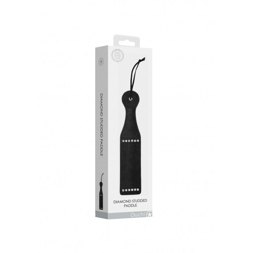 Diamond Studded Black Paddle by Ouch - Luxurious Faux Leather for BDSM Bliss