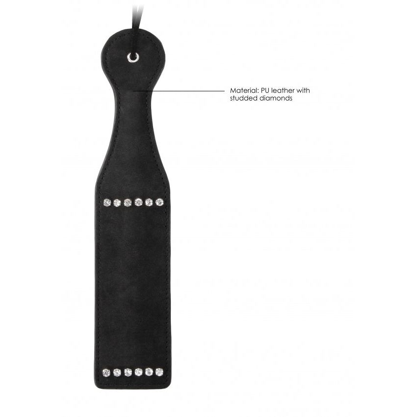 Diamond Studded Black Paddle by Ouch - Luxurious Faux Leather for BDSM Bliss