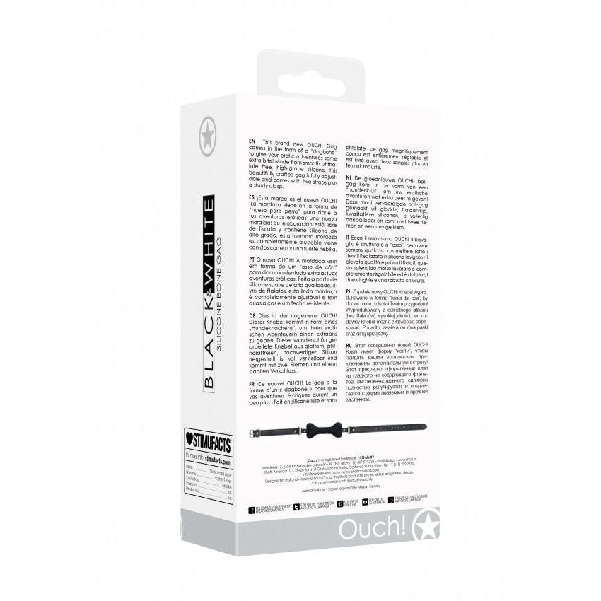 OUCH! Silicone Bone Gag with Adjustable Leather Straps for Elevated Pleasure