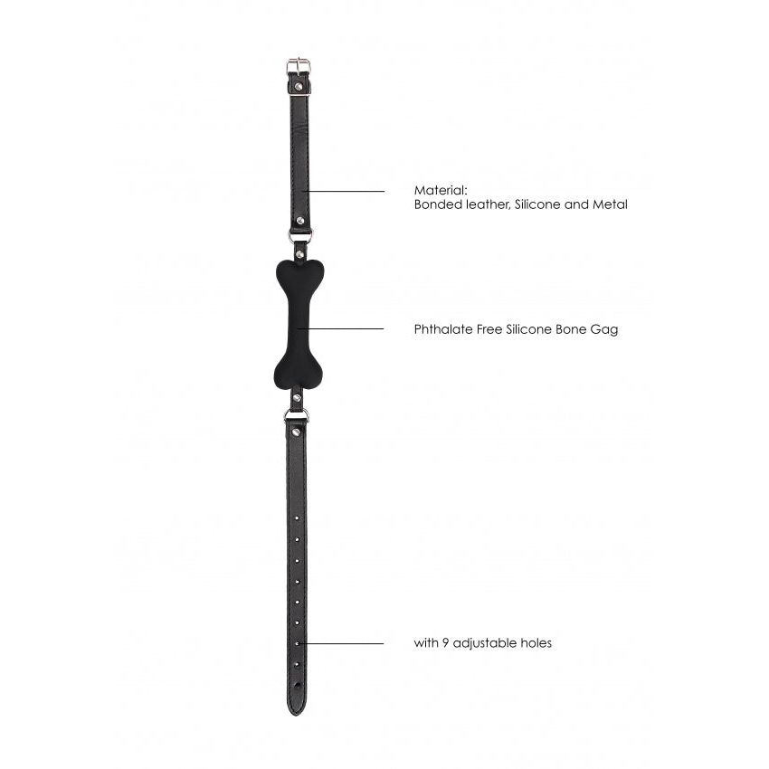 OUCH! Silicone Bone Gag with Adjustable Leather Straps for Elevated Pleasure