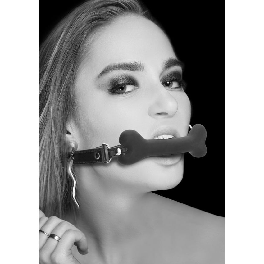 OUCH! Silicone Bone Gag with Adjustable Leather Straps for Elevated Pleasure