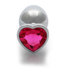 Heart Gem Large Butt Plug - Silver/Rubellite Pink, Body-Safe Aluminum Elegance