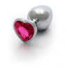 Heart Gem Large Butt Plug - Silver/Rubellite Pink, Body-Safe Aluminum Elegance