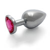 Heart Gem Large Butt Plug - Silver/Rubellite Pink, Body-Safe Aluminum Elegance