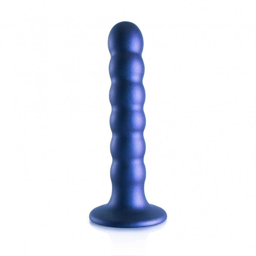 Beaded G-Spot Dildo by Ouch - 5” Metallic Blue Silicone Delight for Pleasure