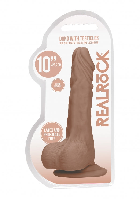 Tan Dong with Testicles 10'' - Realistic Velvet-Skin Dildo with Suction Cup Base
