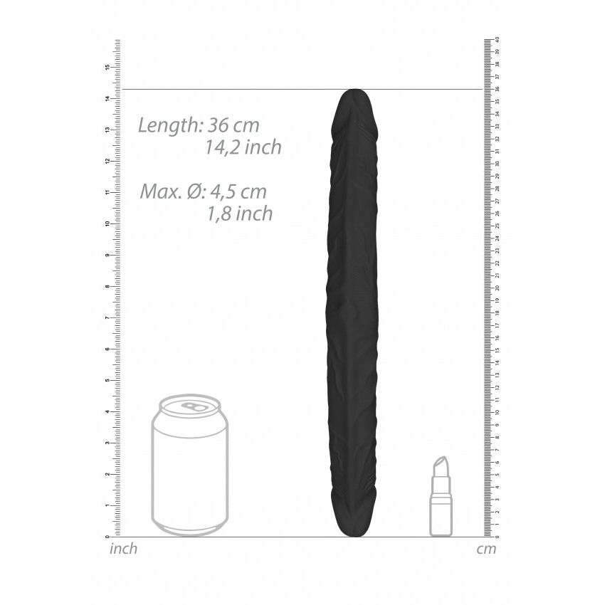 Double Dong 14'' - Black | Luxurious Realistic Pleasure, Phthalate-Free Design