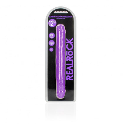 12-Inch Purple Glow-in-the-Dark Double Dong by Realrock - Premium Pleasure Tool