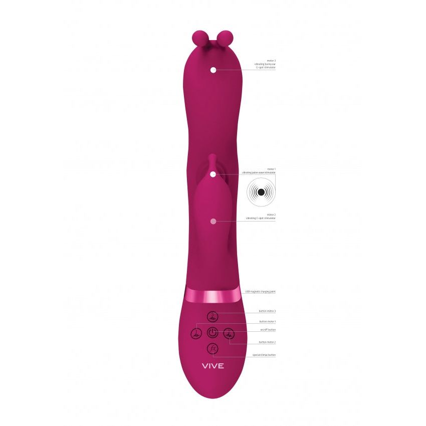 Gada Premium Pink Vibrating Bunny Ear G-Spot Rabbit with 10 Powerful Functions