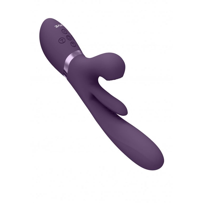 Kura Thrusting G-Spot Vibrator with Flapping Tongue & Pulse Wave - Purple