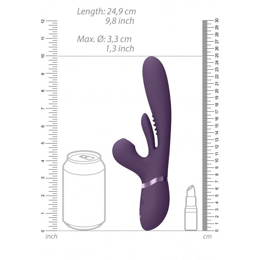 Kura Thrusting G-Spot Vibrator with Flapping Tongue & Pulse Wave - Purple
