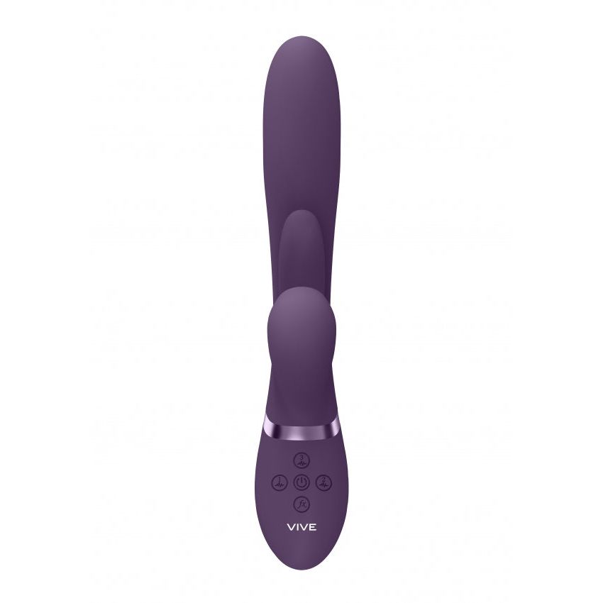 Kura Thrusting G-Spot Vibrator with Flapping Tongue & Pulse Wave - Purple