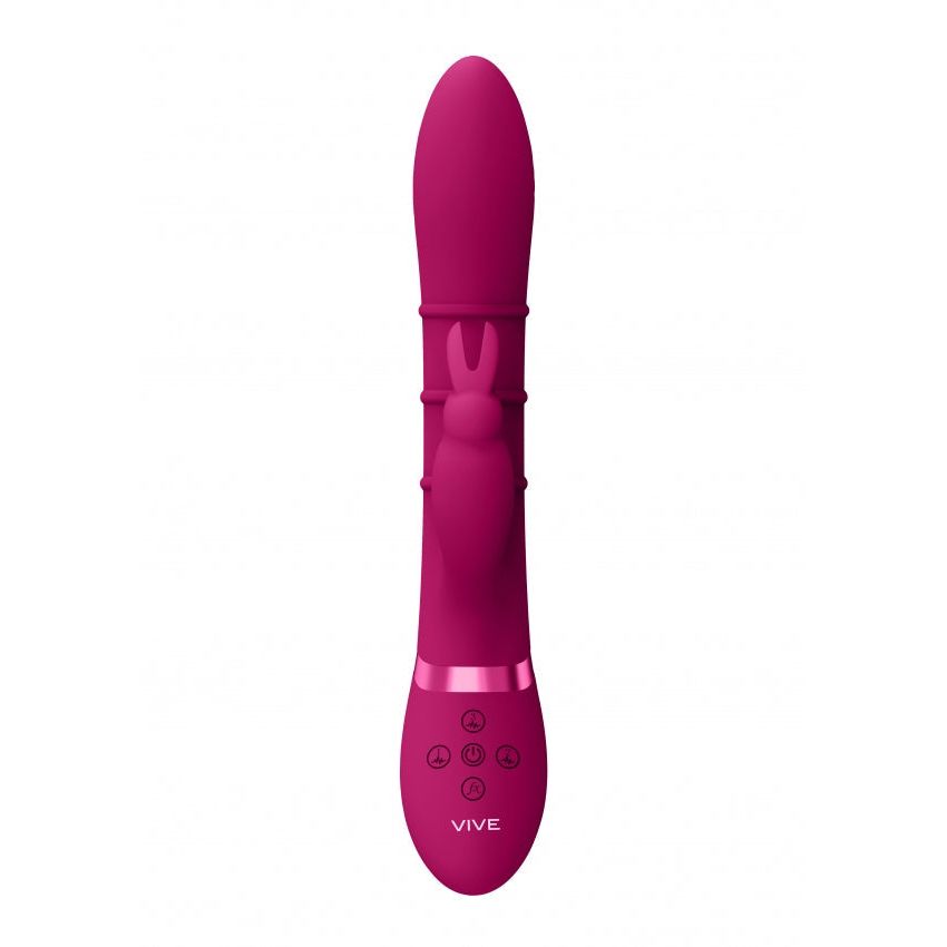 VIVE G-Spot Rabbit Vibrator with Up & Down Stimulating Rings - Pink Delight