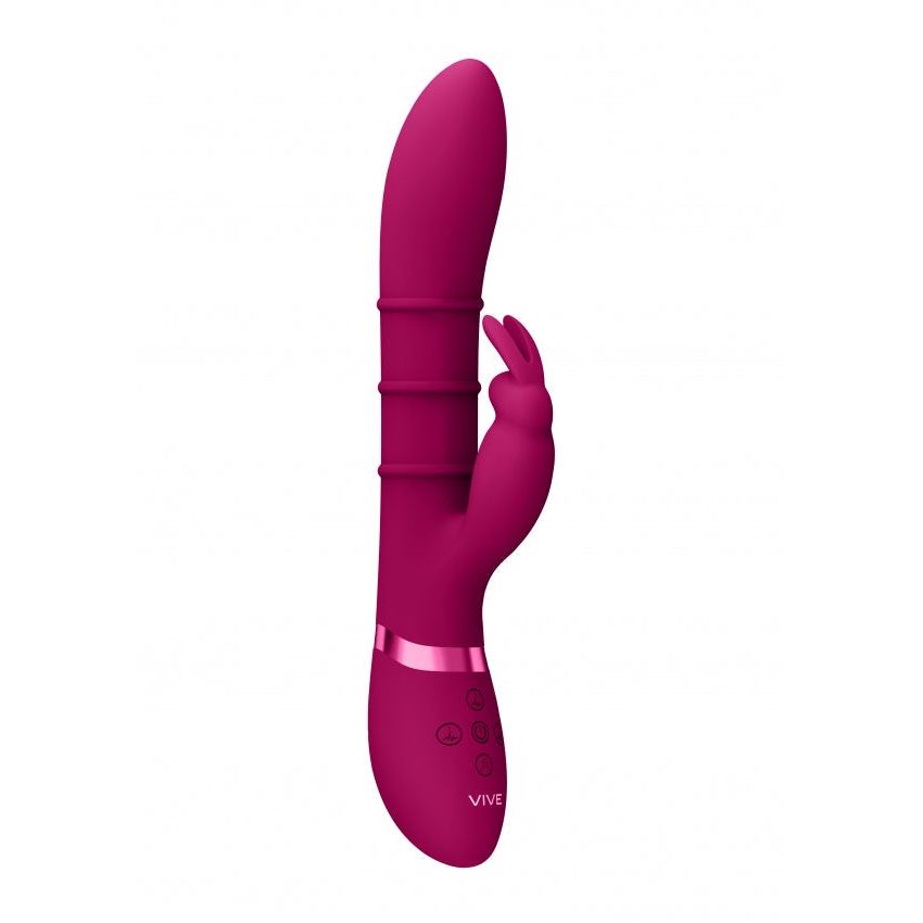VIVE G-Spot Rabbit Vibrator with Up & Down Stimulating Rings - Pink Delight