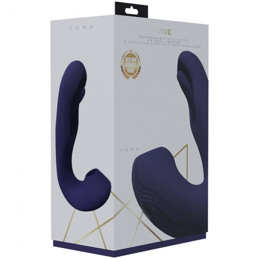 VIVE Yuna Dual Motor Flapping & Suction Vibrator - Purple, Waterproof Pleasure Toy