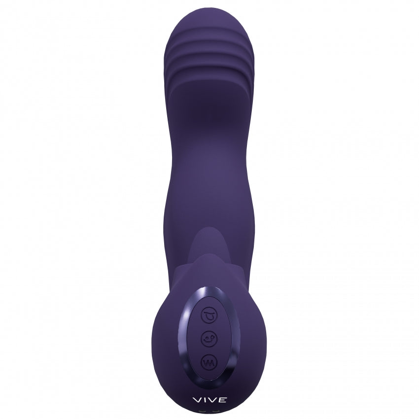 VIVE Yumi Rechargeable Triple Motor G-Spot Vibrator with Flickering Tongue - Purple