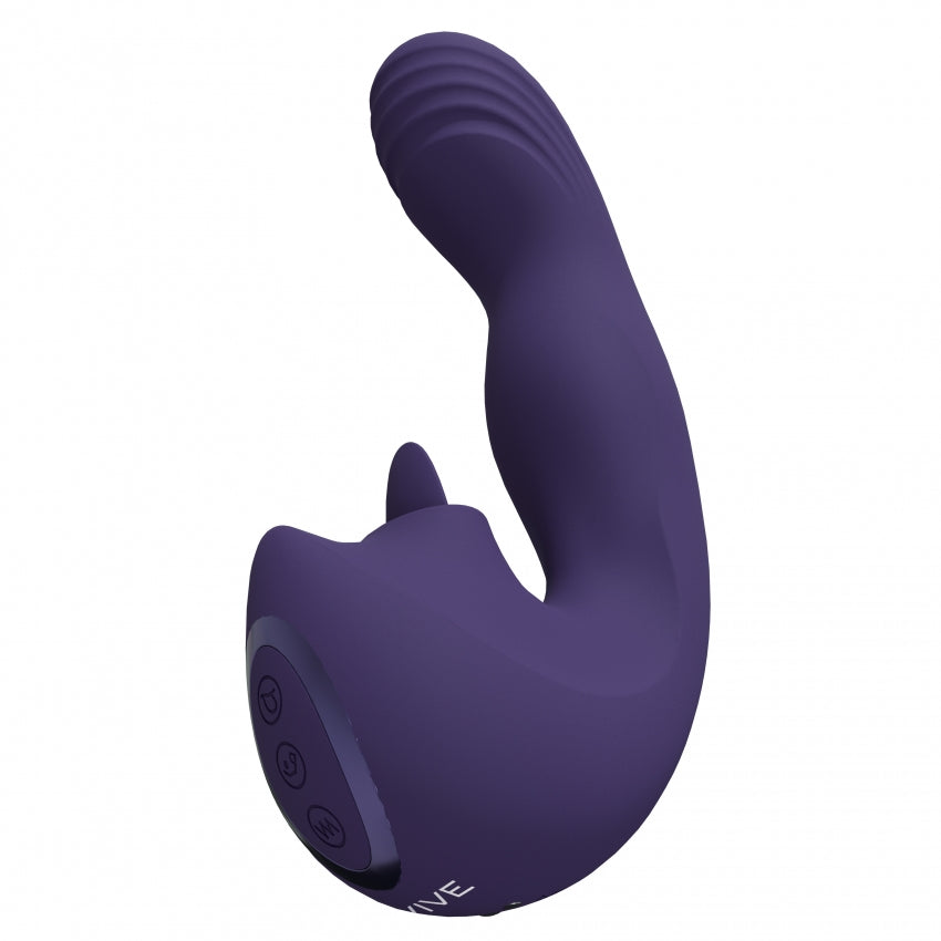 VIVE Yumi Rechargeable Triple Motor G-Spot Vibrator with Flickering Tongue - Purple