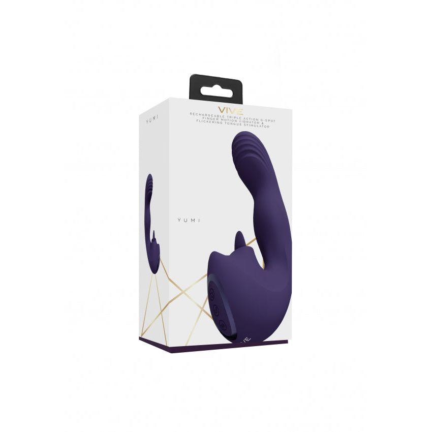 VIVE Yumi Rechargeable Triple Motor G-Spot Vibrator with Flickering Tongue - Purple