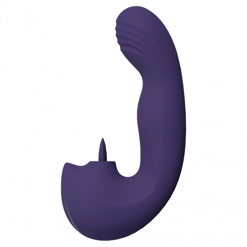 VIVE Yumi Rechargeable Triple Motor G-Spot Vibrator with Flickering Tongue - Purple