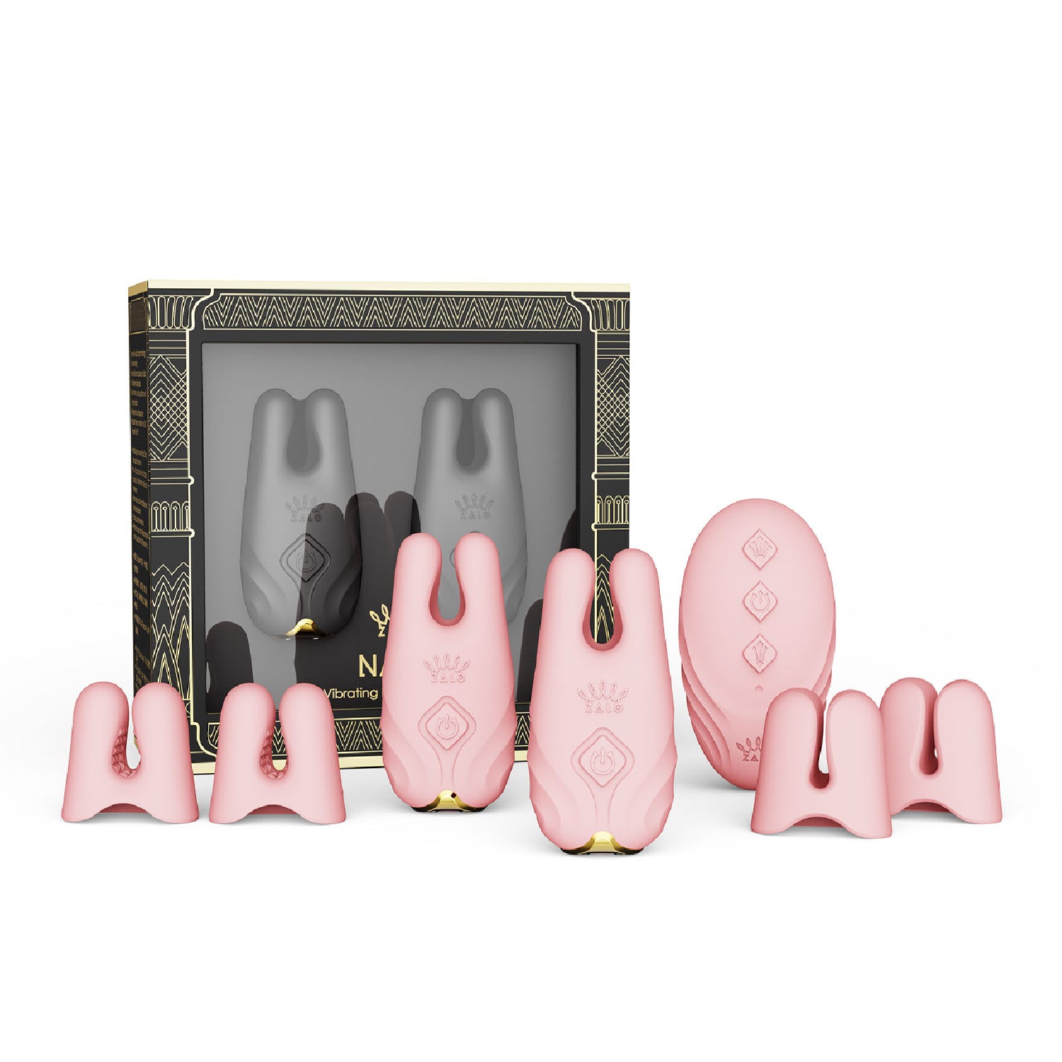 ZALO NAVE Velvet Silicone Nipple Clamp with Dual Motors & Remote Control for Pleasure
